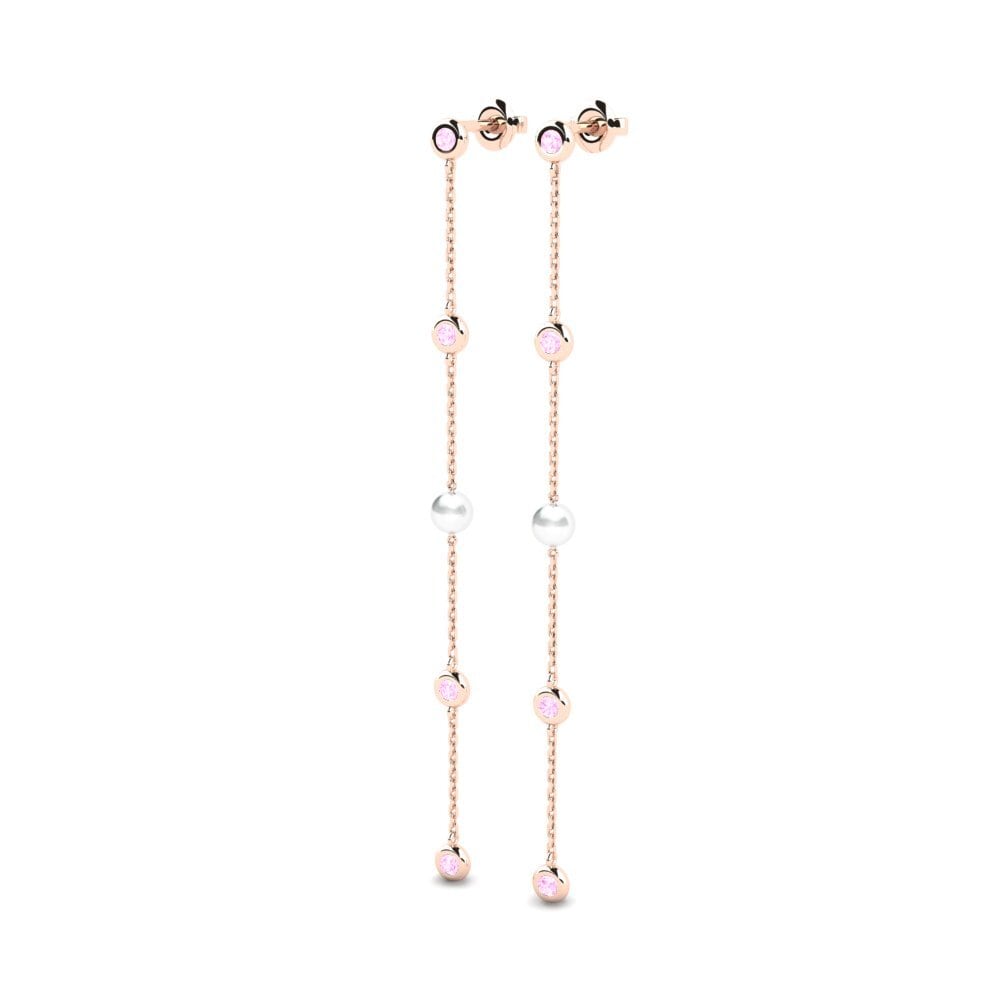 14k Oro Rosa Zafiro Rosado Pendiente de mujer Suvd - A
