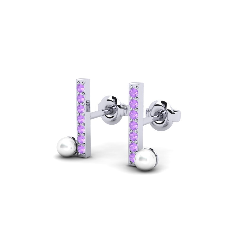 Weißgold 750 Amethyst Damen ohrring Suvd - B