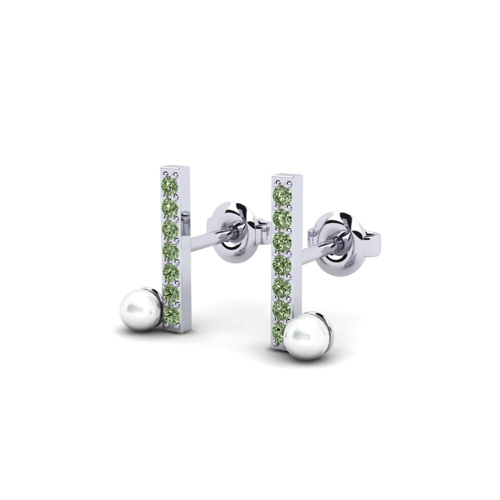 950 Platin Grüner Diamant Damen ohrring Suvd - B