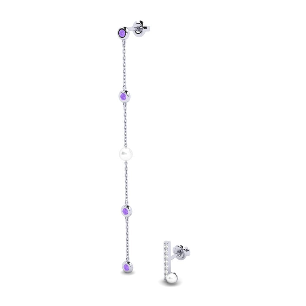Weißgold 750 Amethyst Damen ohrring Suvd - SET