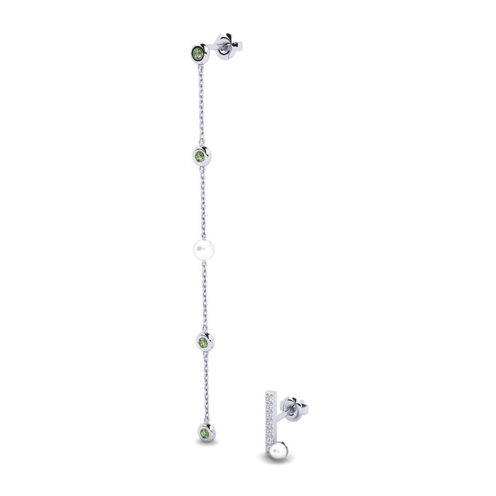 950 Platin Grüner Diamant Damen ohrring Suvd - SET