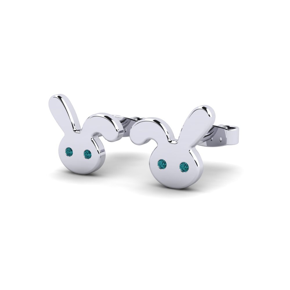 18k White Gold Blue Diamond Kid's Earring Suzana