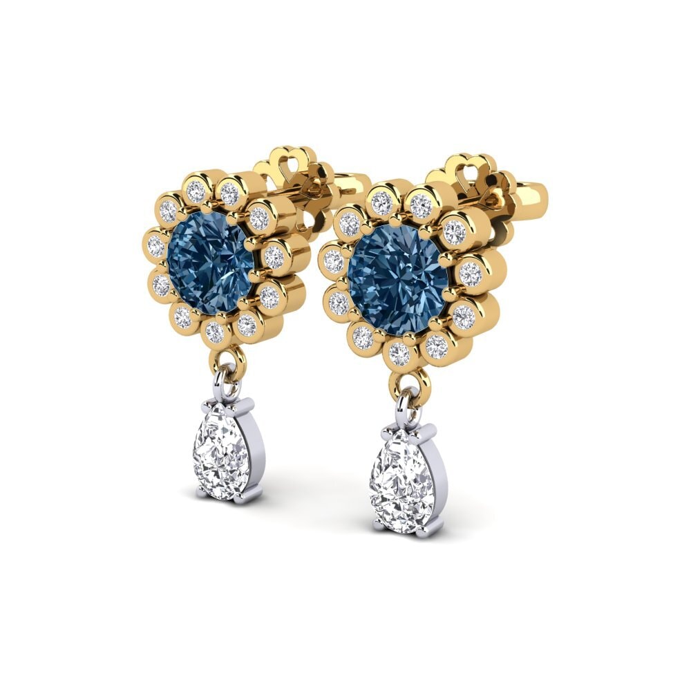 14k Yellow & White Gold Blue Diamond SYLVIE Earring Svetlo