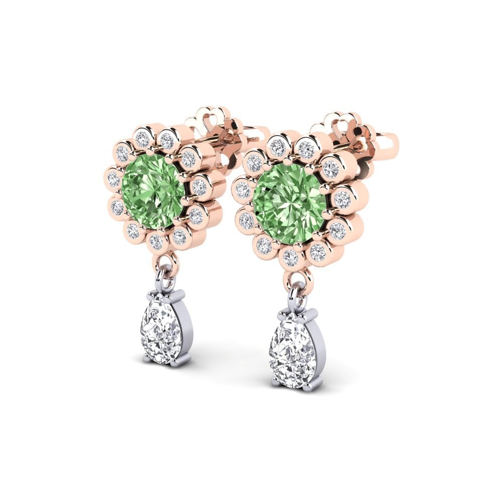 14k Rose & White Gold Green Diamond SYLVIE Earring Svetlo