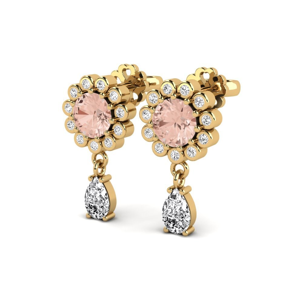 14k Oro Amarillo Morganita SYLVIE Pendientes Svetlo