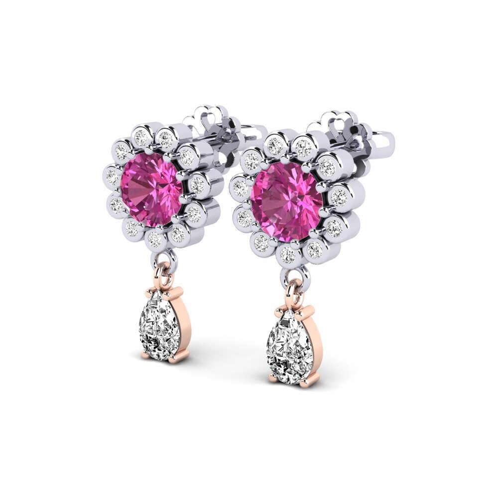 14k White & Rose Gold Pink Topaz SYLVIE Earring Svetlo