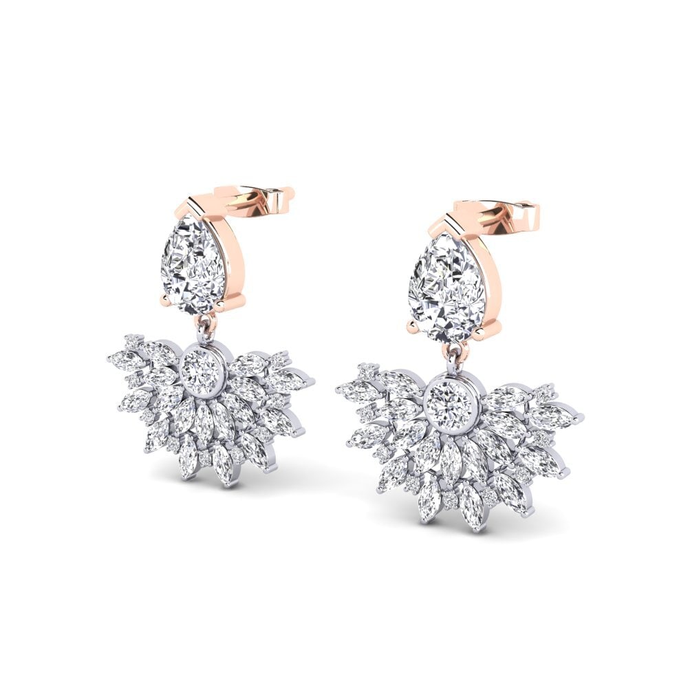 9k Oro Blanco & Rosa Pendiente de mujer Swat