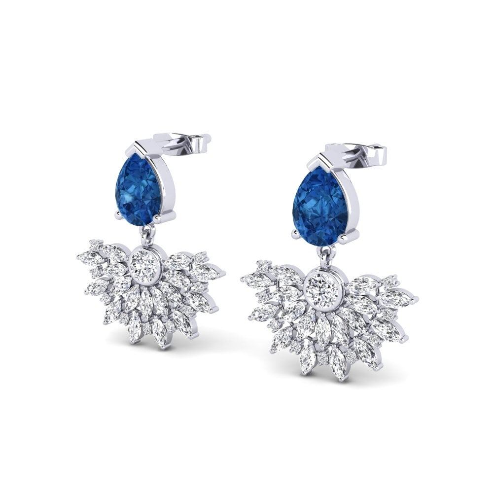 Zircônia azul escuro Brincos Feminino Swat