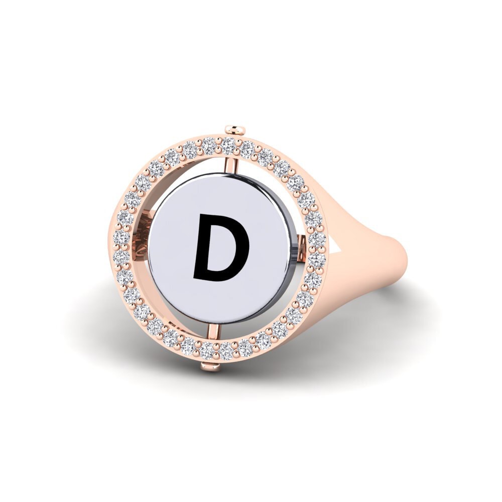 14K Rose & White Gold Red Zirconia Ring Swenet