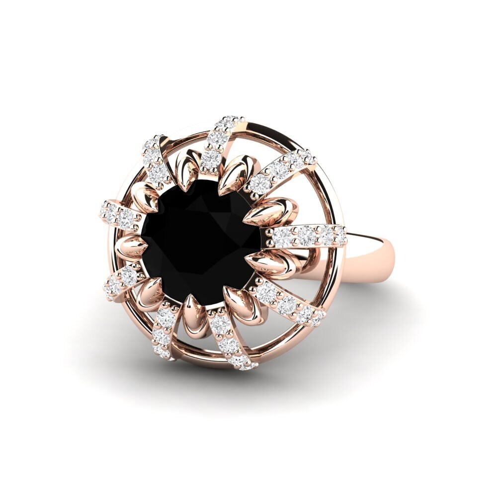 9k Rose Gold Black Onyx Engagement Ring Swerve