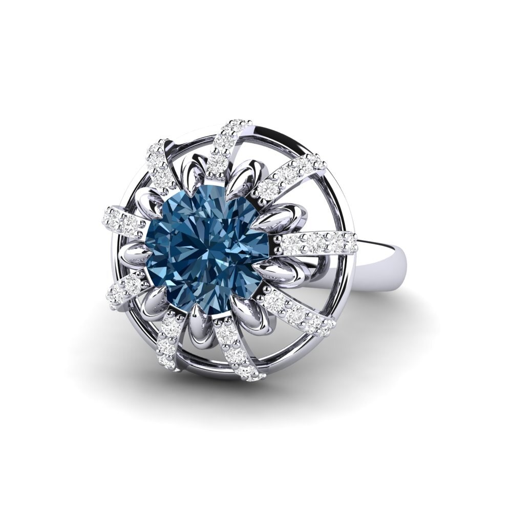 White Silver Blue Diamond Engagement Ring Swerve