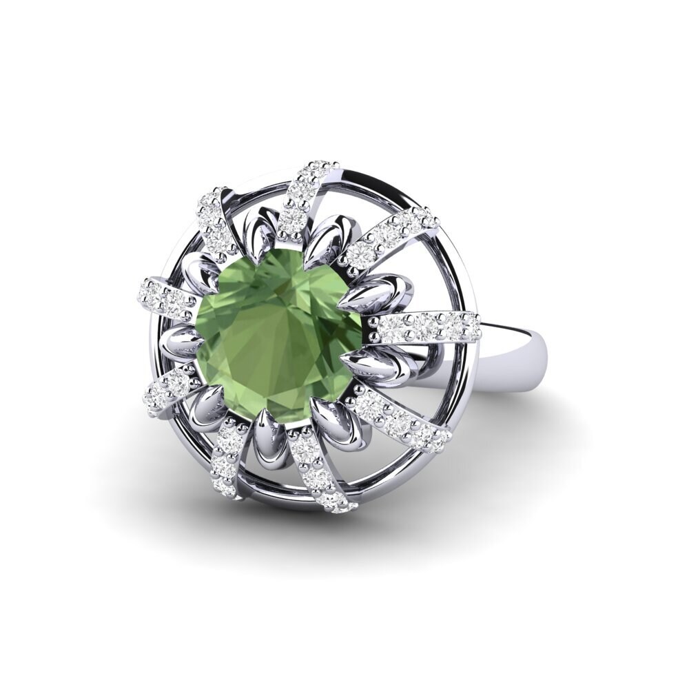 White Silver Green Sapphire Engagement Ring Swerve