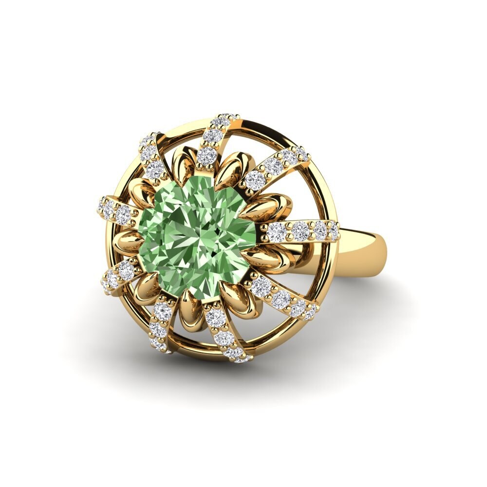 Diamante Verde Anillo de compromiso Swerve