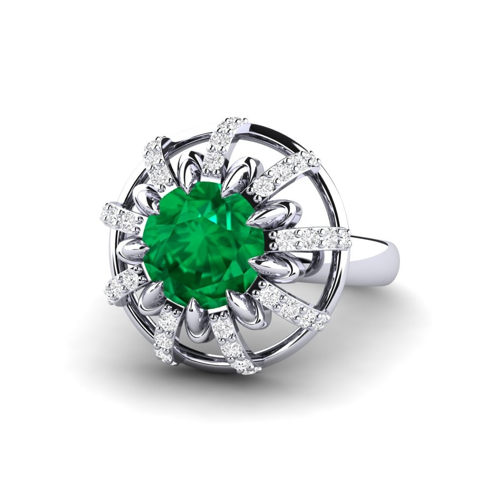 White Silver Emerald (Lab Created) Engagement Ring Swerve