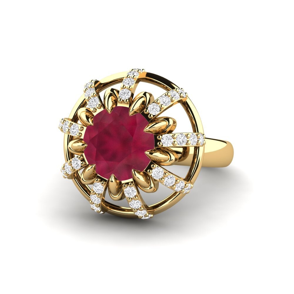 14k Oro Amarillo Anillo de compromiso Swerve