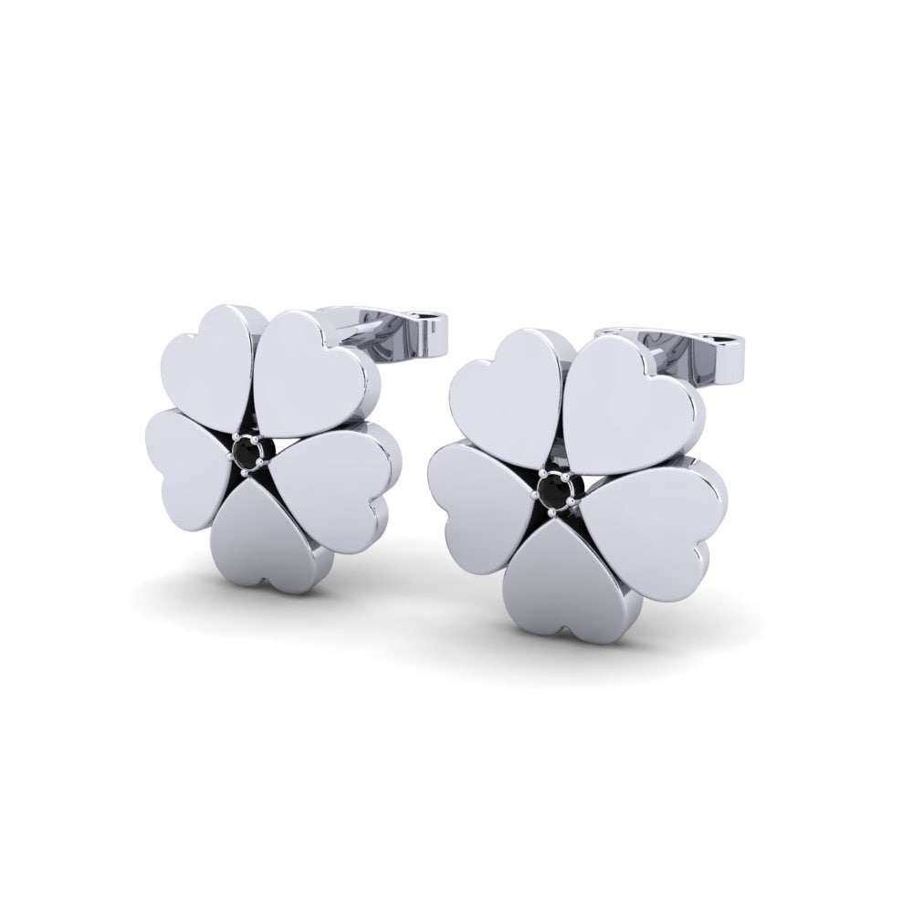 Oro Bianco 585 Diamante Nero Orecchino da donna Sycon
