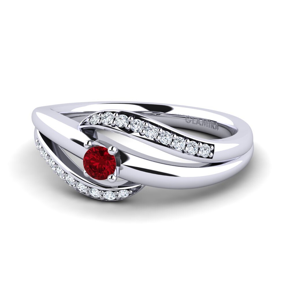 Circonita Roja Anillo de compromiso Sydney 0.1 crt