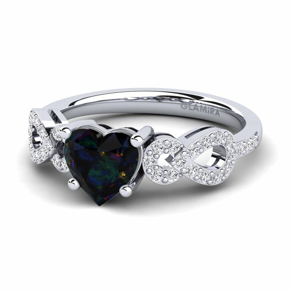 950 Palladium Black Opal Engagement Ring Sylvia