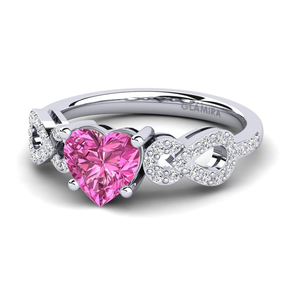 9ct White Gold Pink Topaz Engagement Ring Sylvia