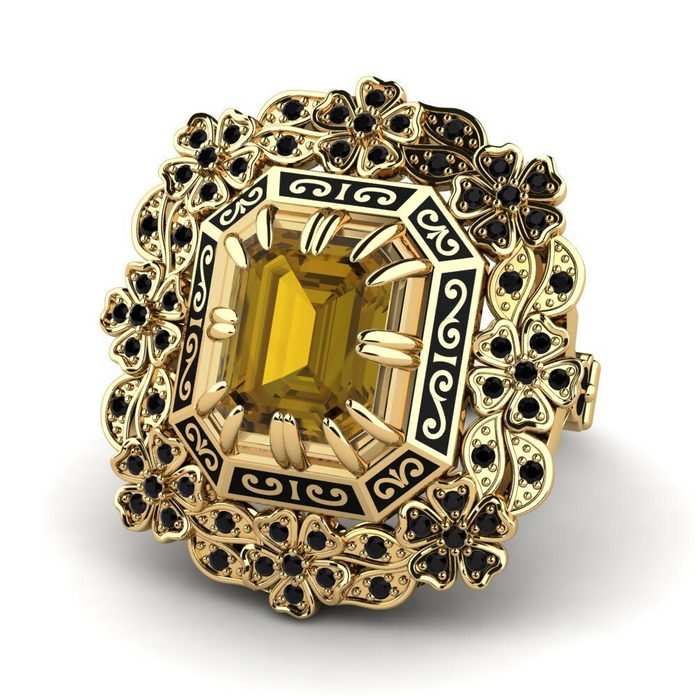 Bagues Or Jaune 18k Zircon Brun Premium