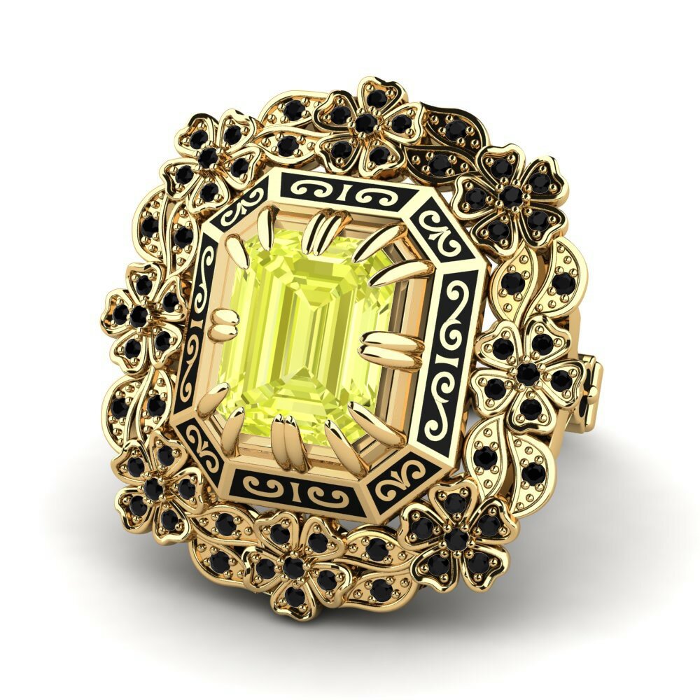 Bagues Or Jaune 14k Quartz Citron Premium