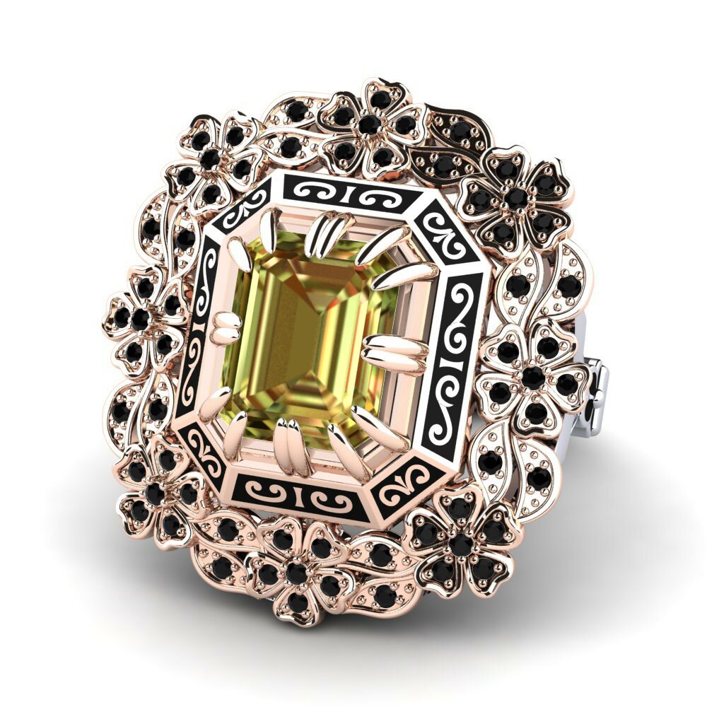 Bagues Or Rose& Blanc 14k Pierre de Sultan Premium