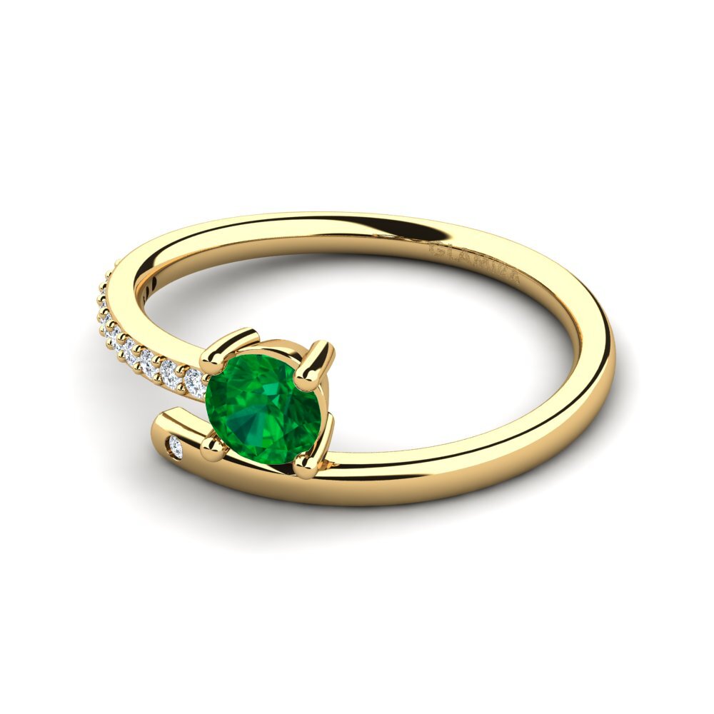14ct Yellow Gold Emerald (Lab Created) Ring Taldina