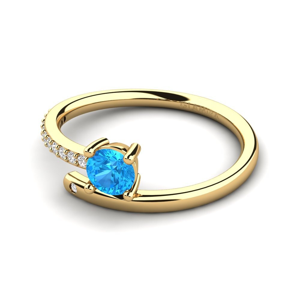 14ct Yellow Gold Blue Topaz Ring Taldina