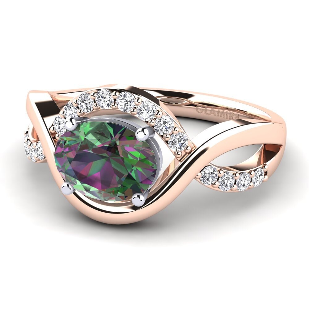 9ct Rose & White Gold Mystic Topaz Engagement Ring Talia