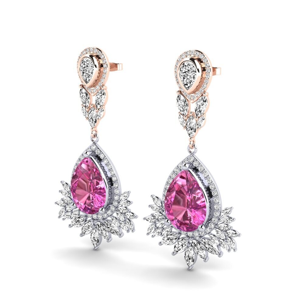 9k Oro Blanco & Rosa Topacio Rosa Pendiente de mujer Talisha