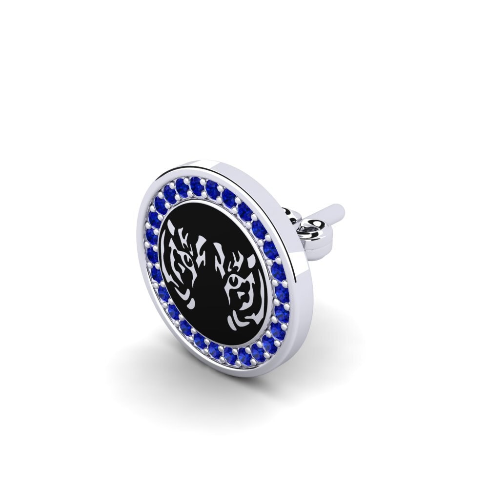 14k Oro Blanco Zafiro Pendiente para hombre Tallulah