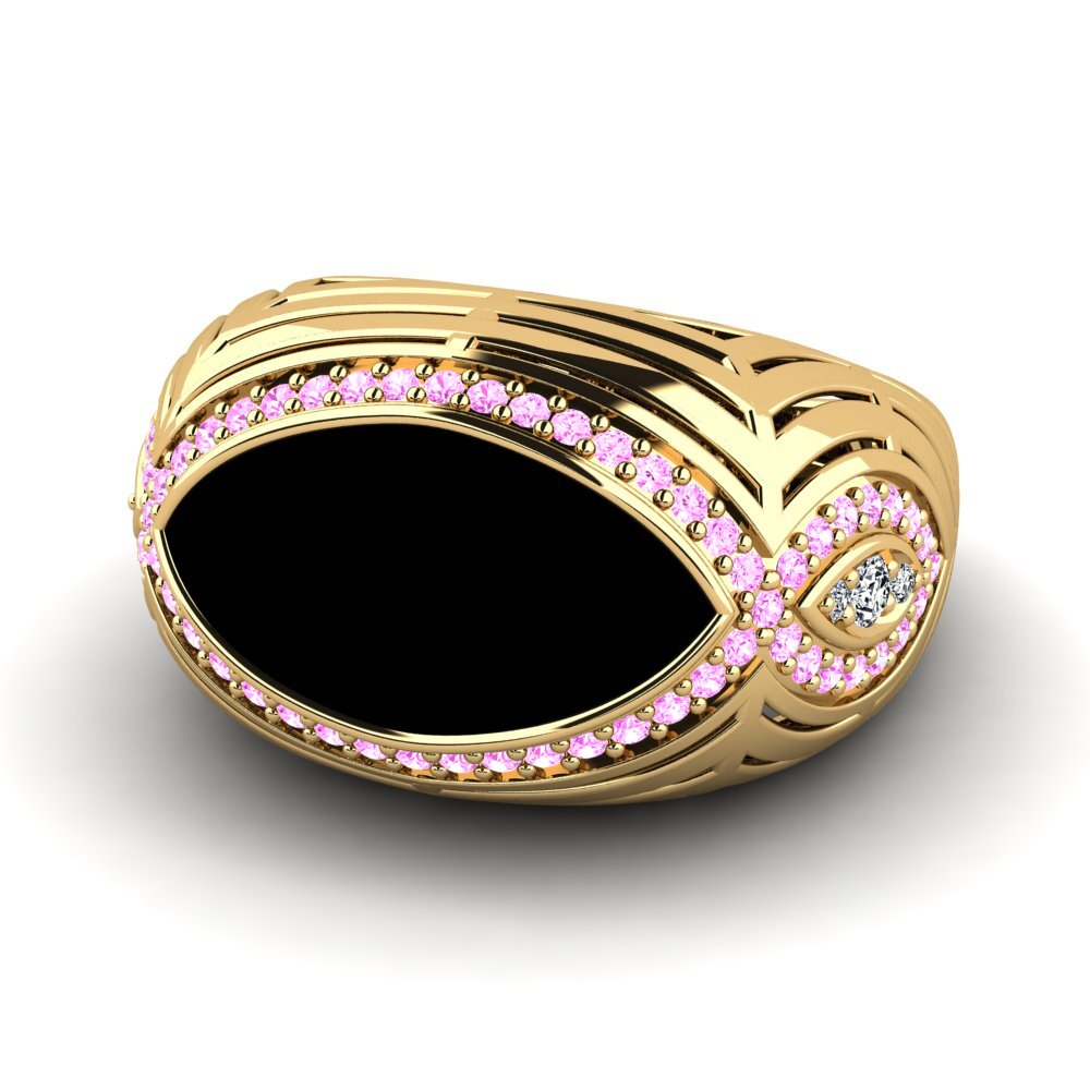 Bagues Or Jaune 14k Saphir Rose Fusion