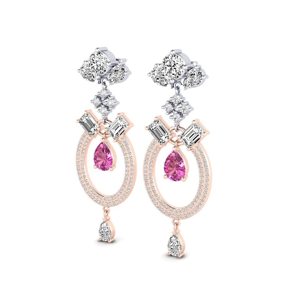 18k Oro Rosa & Blanco Topacio Rosa Pendiente de mujer Tandra