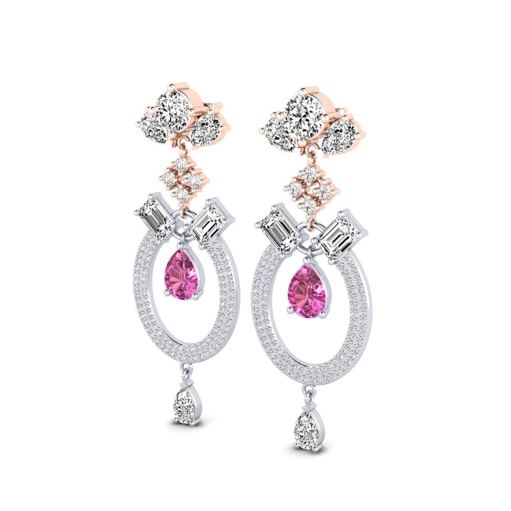 14k Oro Blanco & Rosa Topacio Rosa Pendiente de mujer Tandra