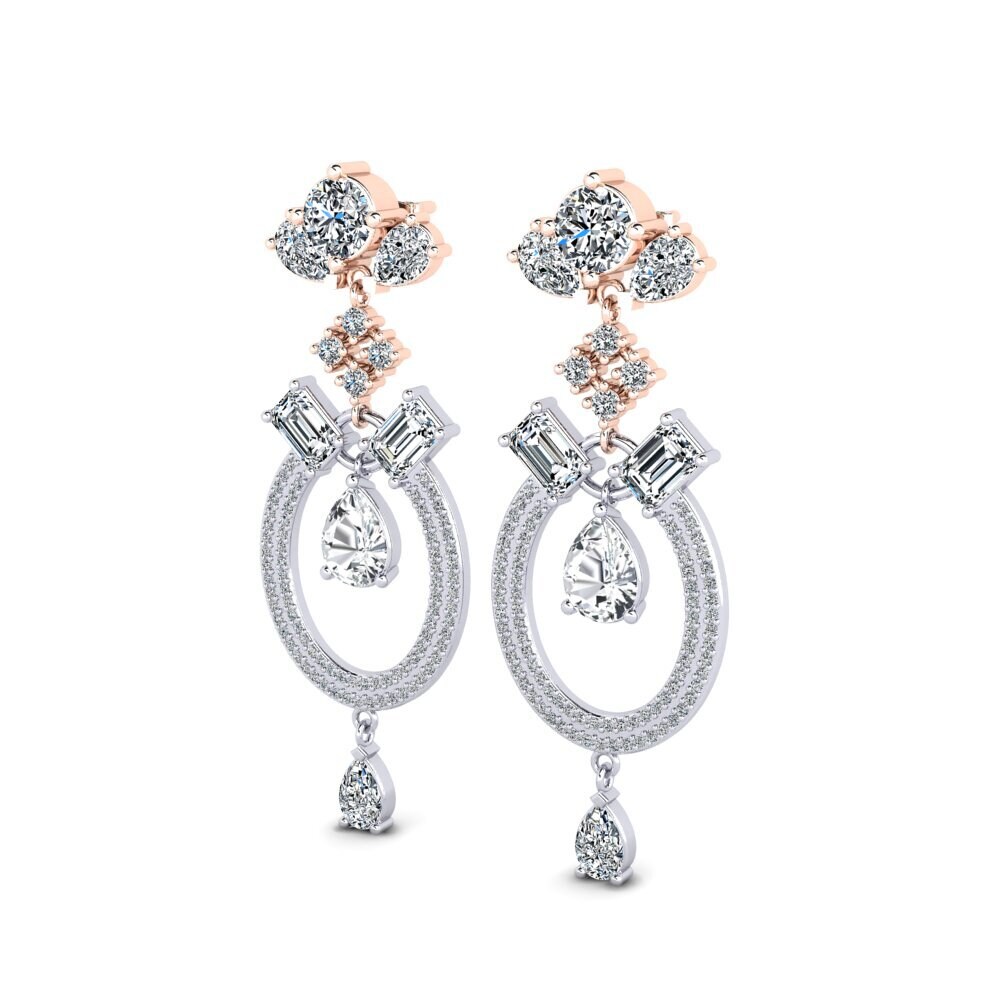14ct White & Rose Gold White Zircon Women's Earring Tandra