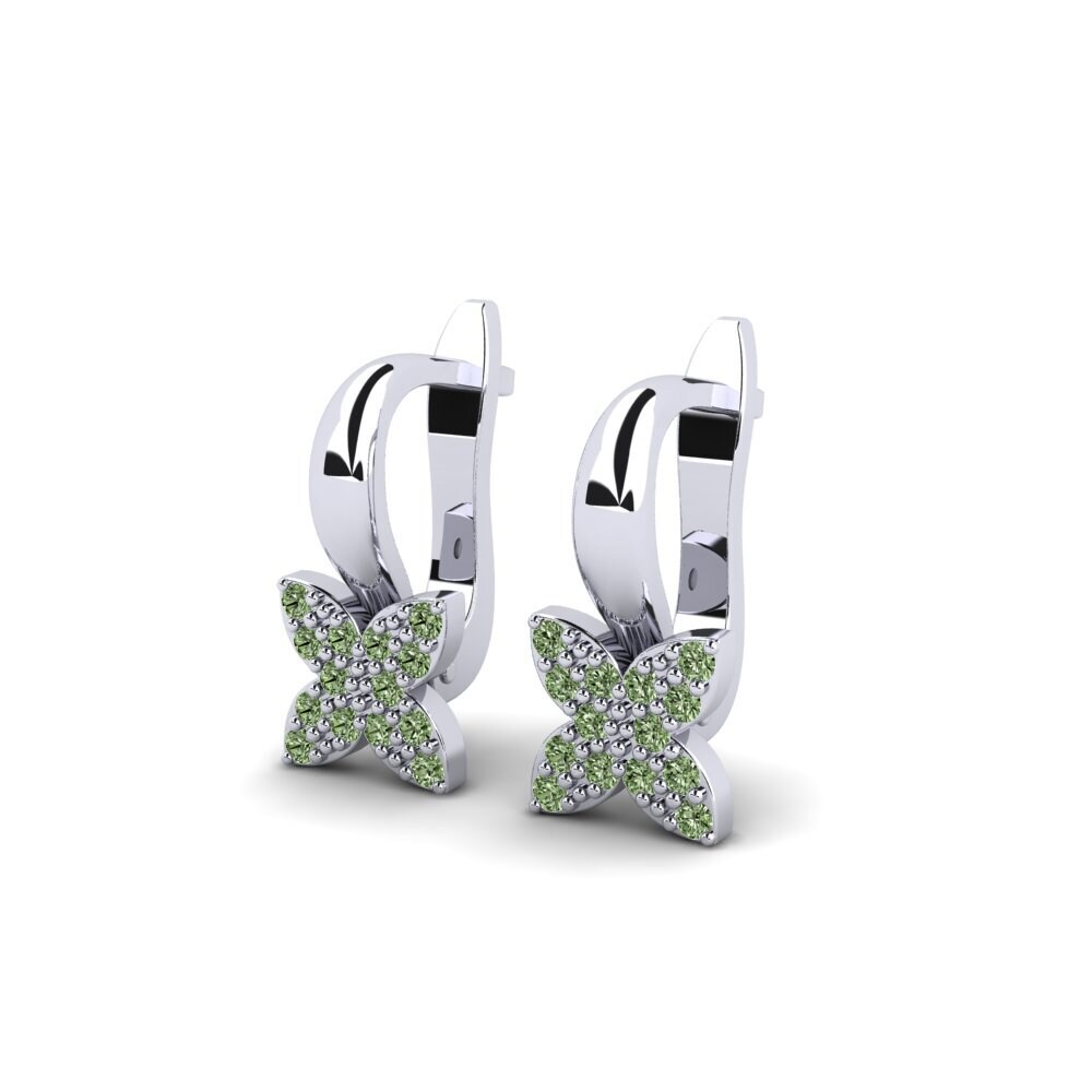 White Silver Green Diamond Kid's Earring Tangkal
