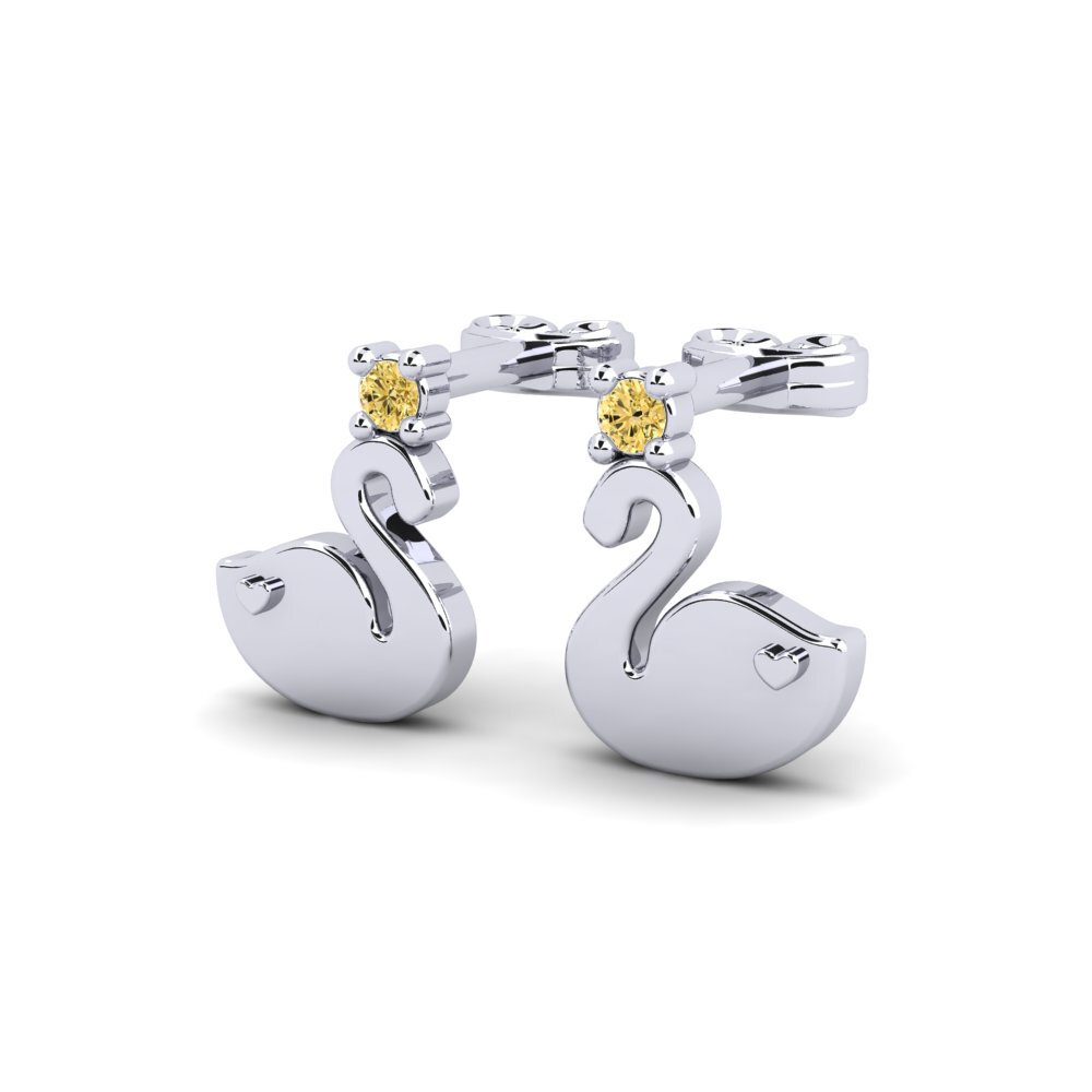 18k White Gold Yellow Diamond Kid's Earring Tanneres