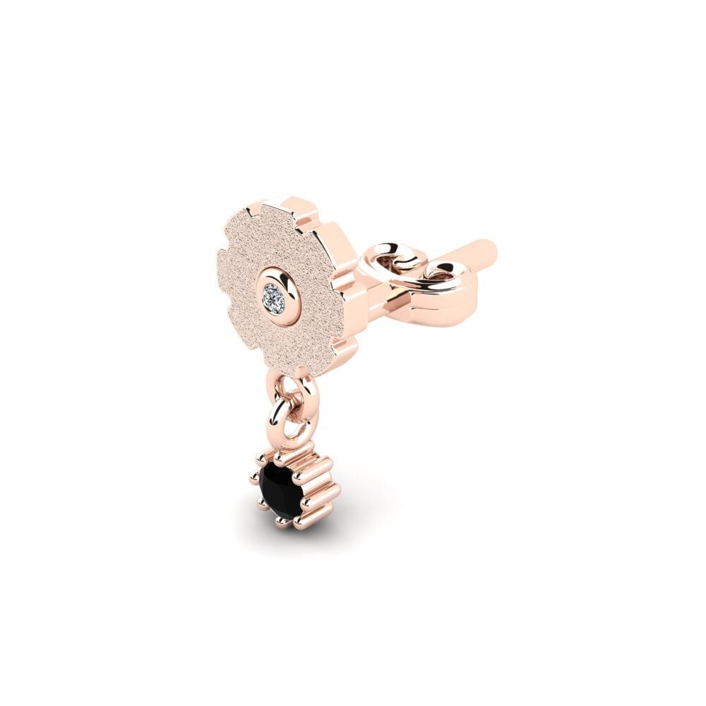 14ct Rose Gold Black Diamond Men's Earring Tation