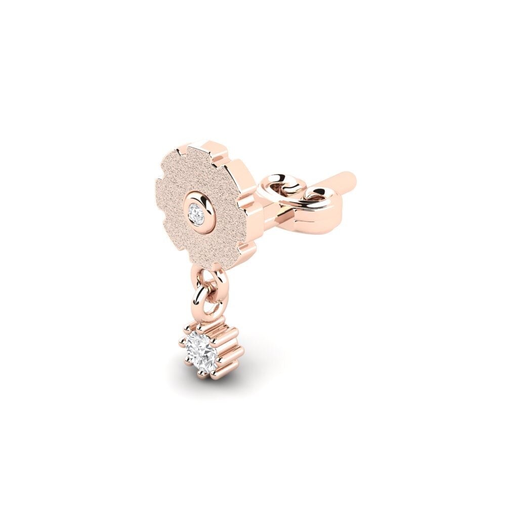 18ct Rose Gold White sapphire Men's Earring Tation