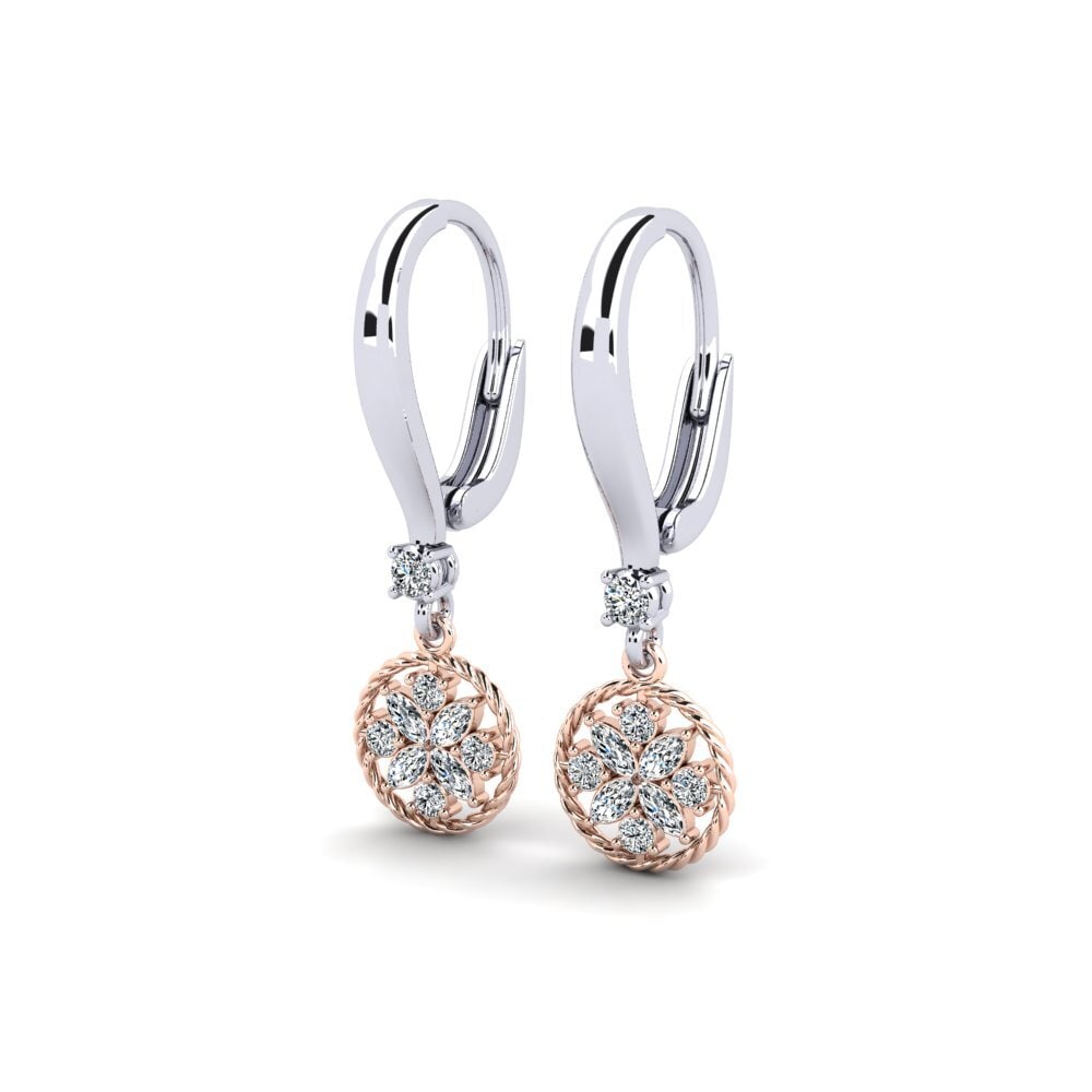 Vàng Trắng-Đỏ 14K Kết Hợp Bông tai nữ Tawerivs