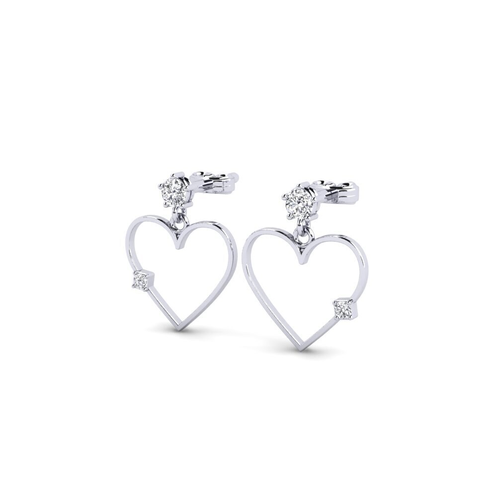Ouro Branco 9K Diamante Produzido em Laboratório Brincos Feminino Tazcexs