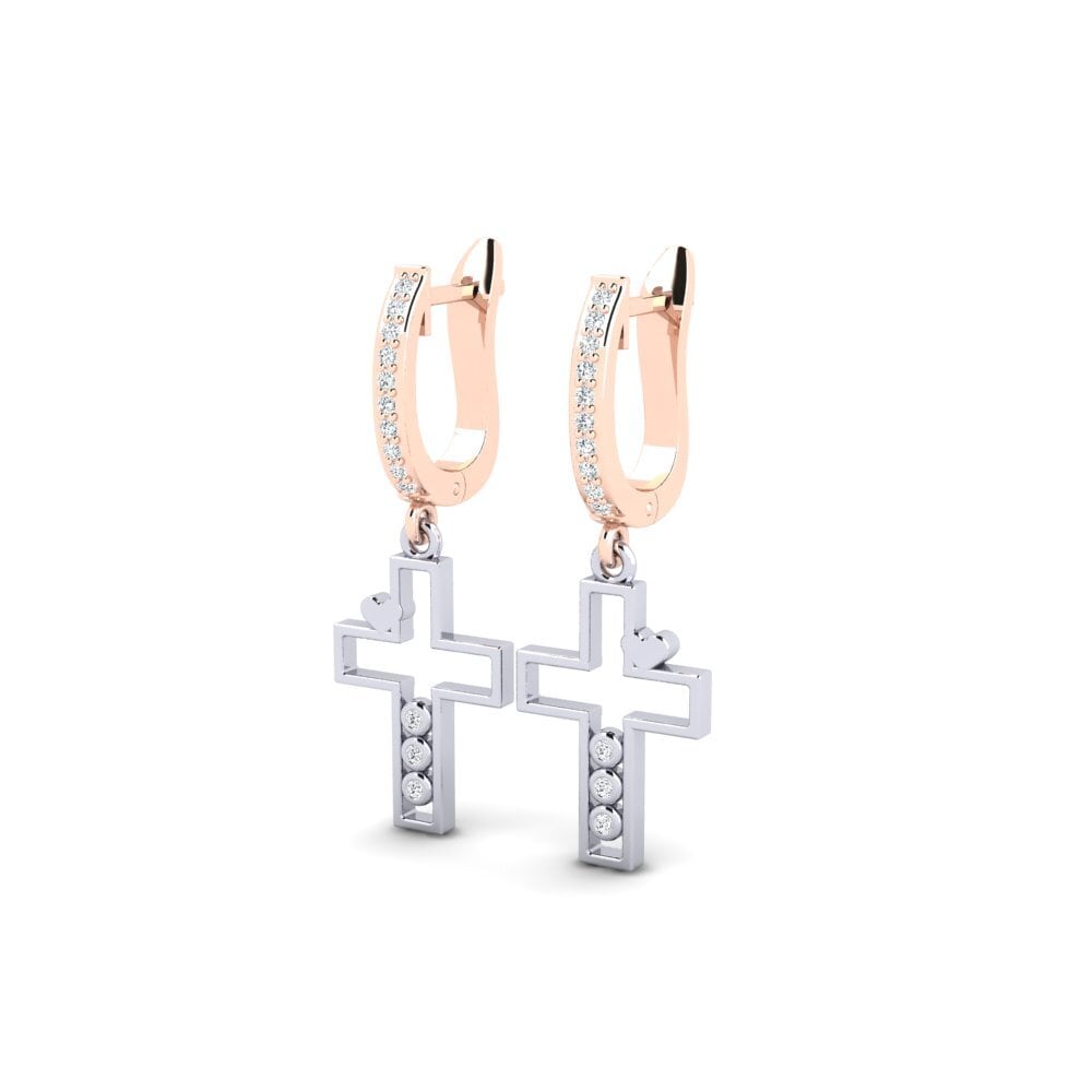 9k Oro Rosa & Blanco Pendiente de mujer Tazoos