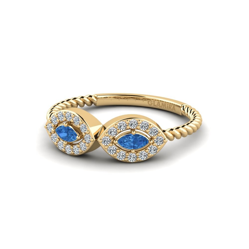 Zircônia azul escuro Anel Tcejnu