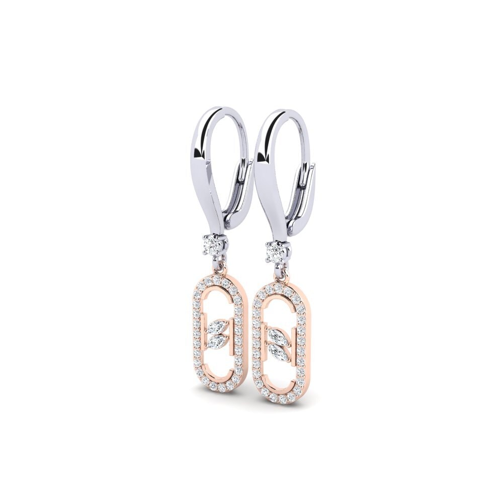 Vàng Trắng-Đỏ 14K Kết Hợp Bông tai nữ Techtoniq