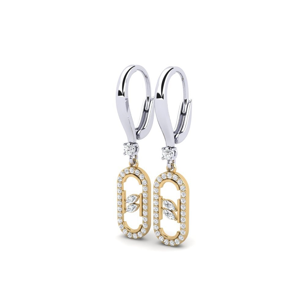 14ct White / Yellow Gold Mixed Women's Earring Techtoniq