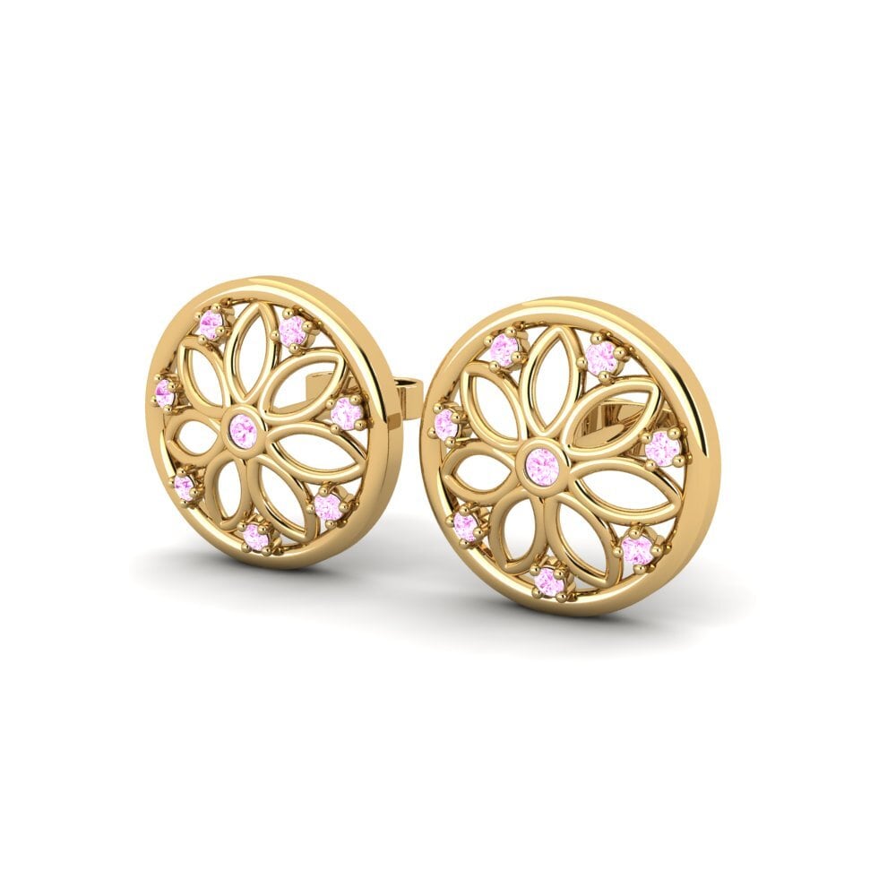 14k Oro Amarillo Zafiro Rosado Pendiente de mujer Tekla