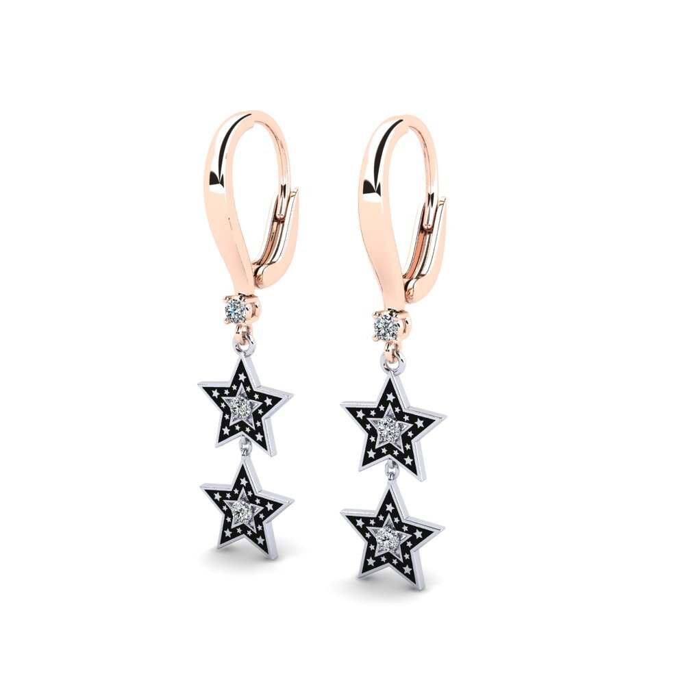 9k Oro Blanco / Rosa Pendiente de mujer Temika