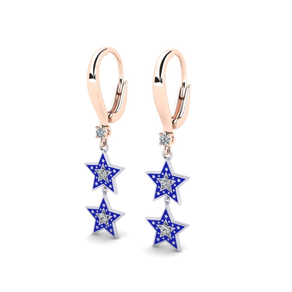 9k Oro Blanco / Rosa Pendiente de mujer Temika