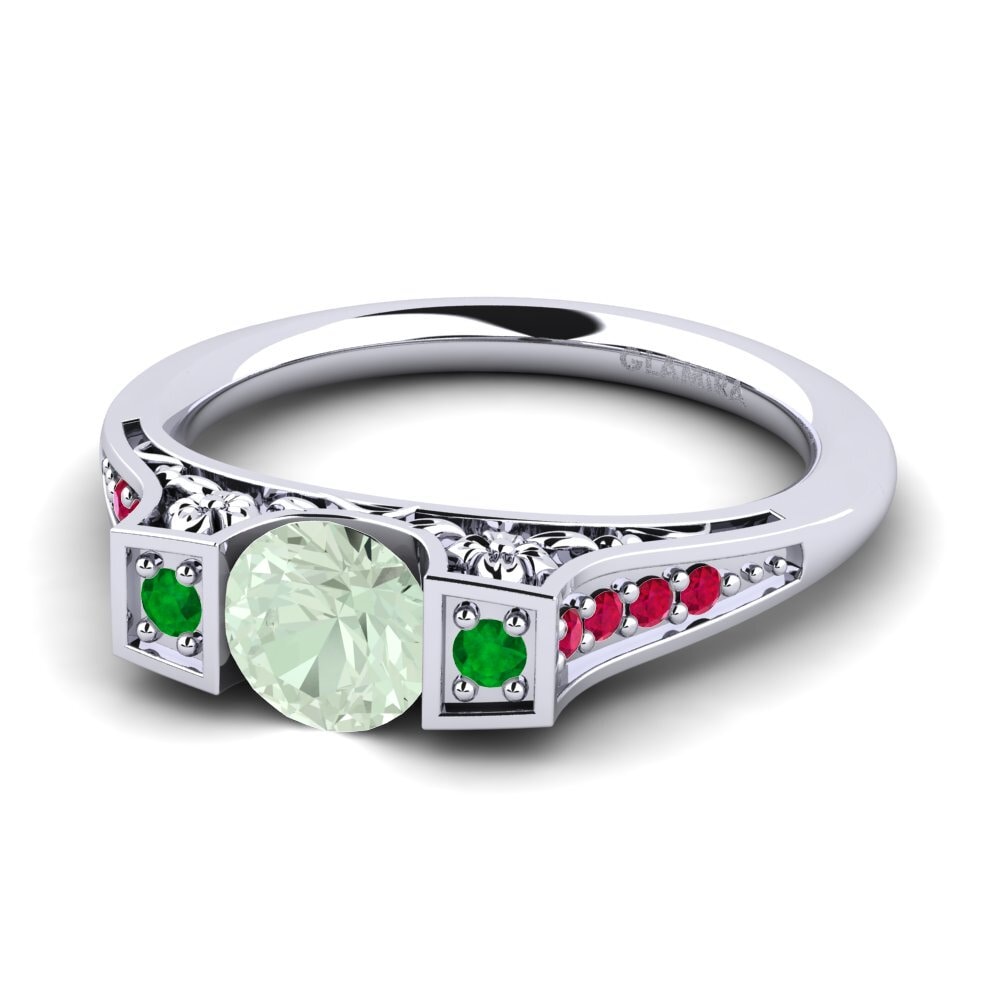 Green Amethyst Engagement Ring Tenby