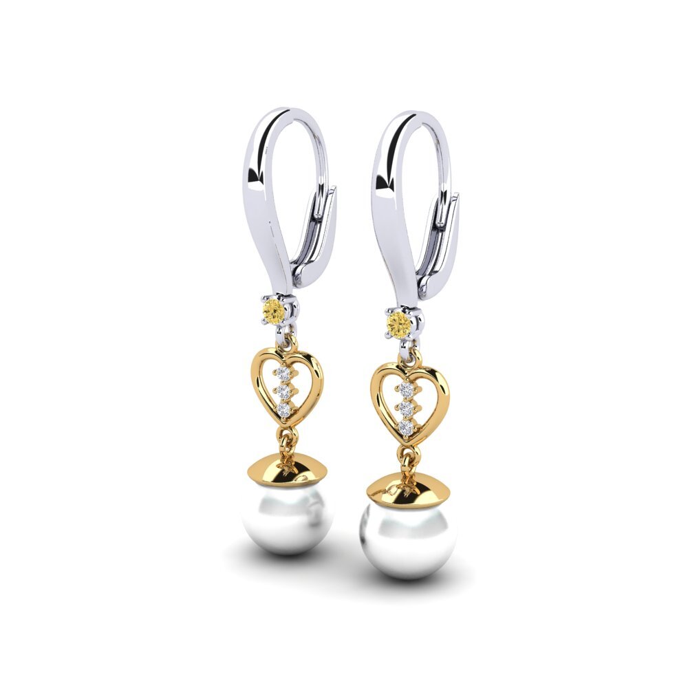 18ct White & Yellow Gold Yellow Diamond Women's Earring Tequars